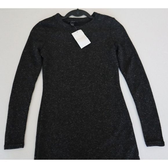 Aqua 7375 Women's Sz Medium Charcoal Cashmere/Wool L/S Midi Sweater Dress - Picture 4 of 9